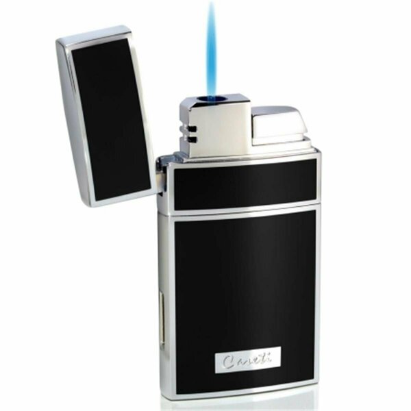 Caseti Troy Black Lacquer Single Torch Flame Cigar Lighter CAL438BK